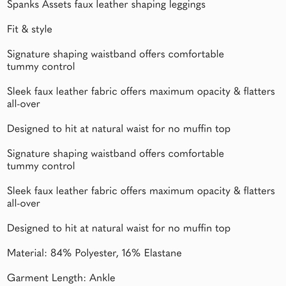 Nwot Assets by Spanx faux leather leggings S - Picture 5 of 9